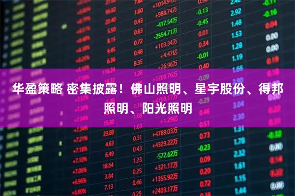 华盈策略 密集披露！佛山照明、星宇股份、得邦照明、阳光照明