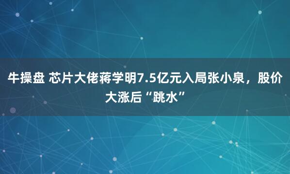 牛操盘 芯片大佬蒋学明7.5亿元入局张小泉，股价大涨后“跳水”